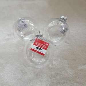 3 ArtMinds Clear Fillable Customize DIY Christmas plastic Ornaments  Round